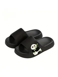 1 pair of cute cartoon panda slippers for women, elegant and comfortable summer sandals, versatile for beach and pool, thick-soled, large size
