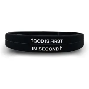 GOD IS FIRST Bracelet for Men Women, Im Second, Christian Rubber Bracelet, Inspirational  Verse Bracelets,   for Christians Seeking Daily Encouragement