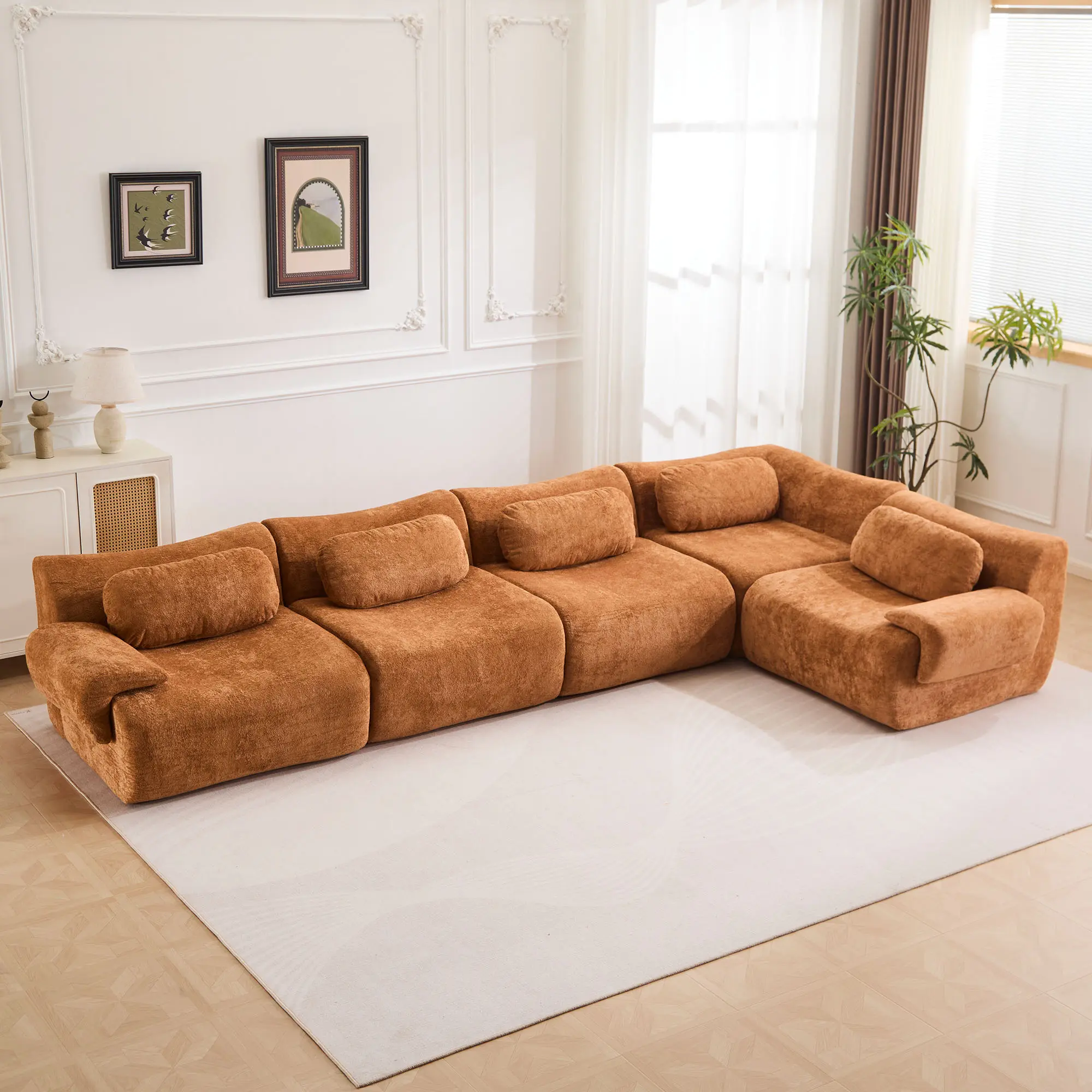Brown - 4 Seater + 1 Corner (148.2")