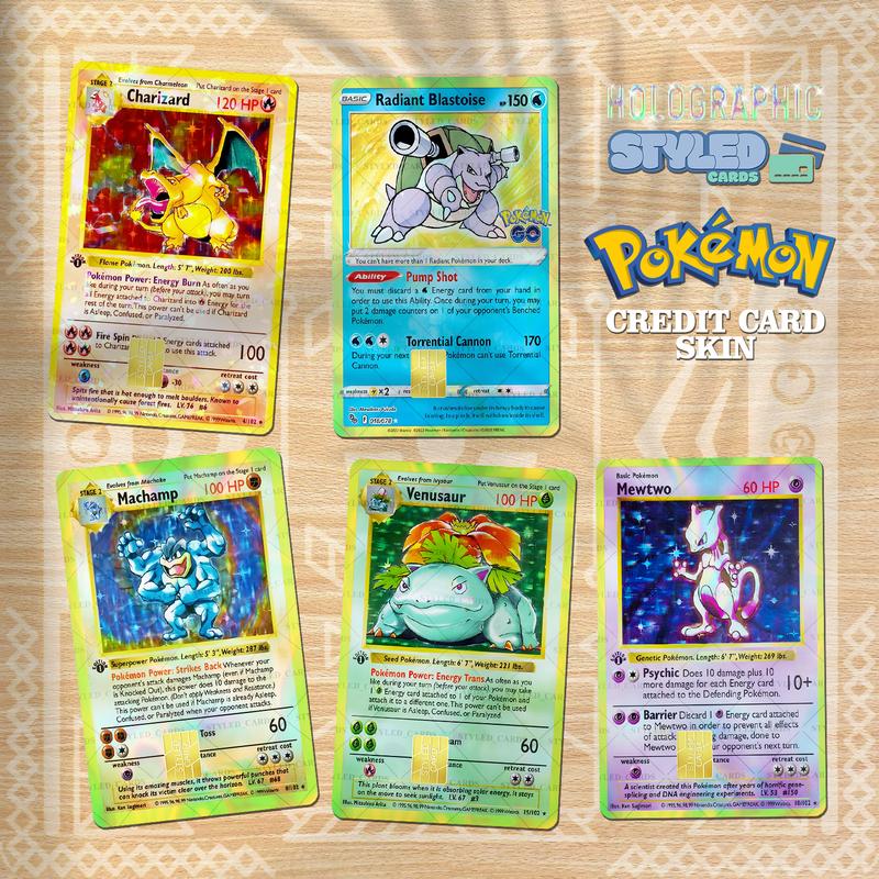 holographic pokemon debit card stickers/skins.high quality vinyl with UV ink made to last Decoration