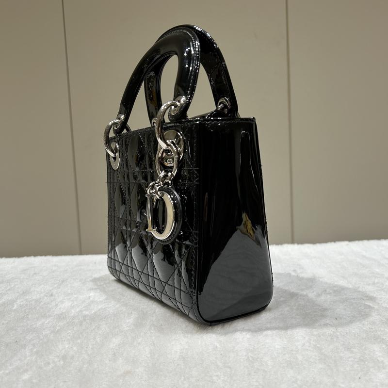 Pre-owned Dior Patent Leather Top Handle Christian Black Mini Lady Bag 61816843