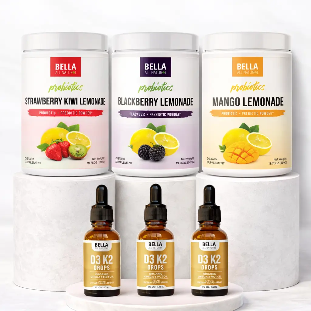 Bella All Natural Probiotics Lemonade and D3 K2 Drops bundle