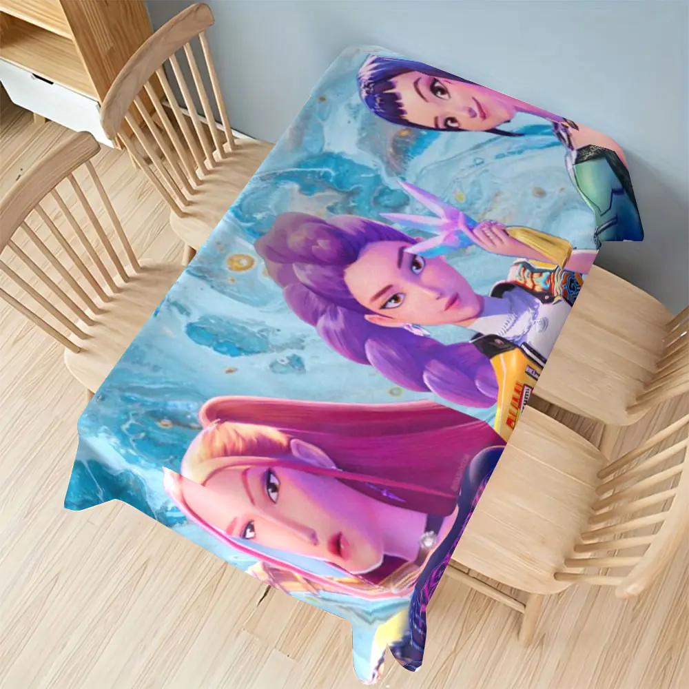 Huntress Team Trendy Anime Print Stretch Tablecloth, Rich Colors, High-Quality Polyester Fiber, Easy to Clean, Home Kitchen Decor