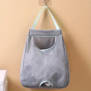 Wall-Mounted Mesh Plastic Bag Dispenser - Washable Storage Organizer for Kitchen & Bathroom, Space-Saving Design Holds Multiple Bags