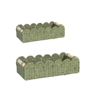 Multipurpose Fan Edge Woven Storage Basket Home Arrangement Accessory for Indoor Scenes