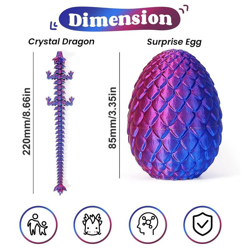 1pcs 3D Printed Dragon Egg with Dragon Inside, Mystery Crystal Dragon Egg for Easter Basket Stuffers, Easter Basket Essentials, Home Office Desktop Decor for Easter, Valentine's Day and New Year