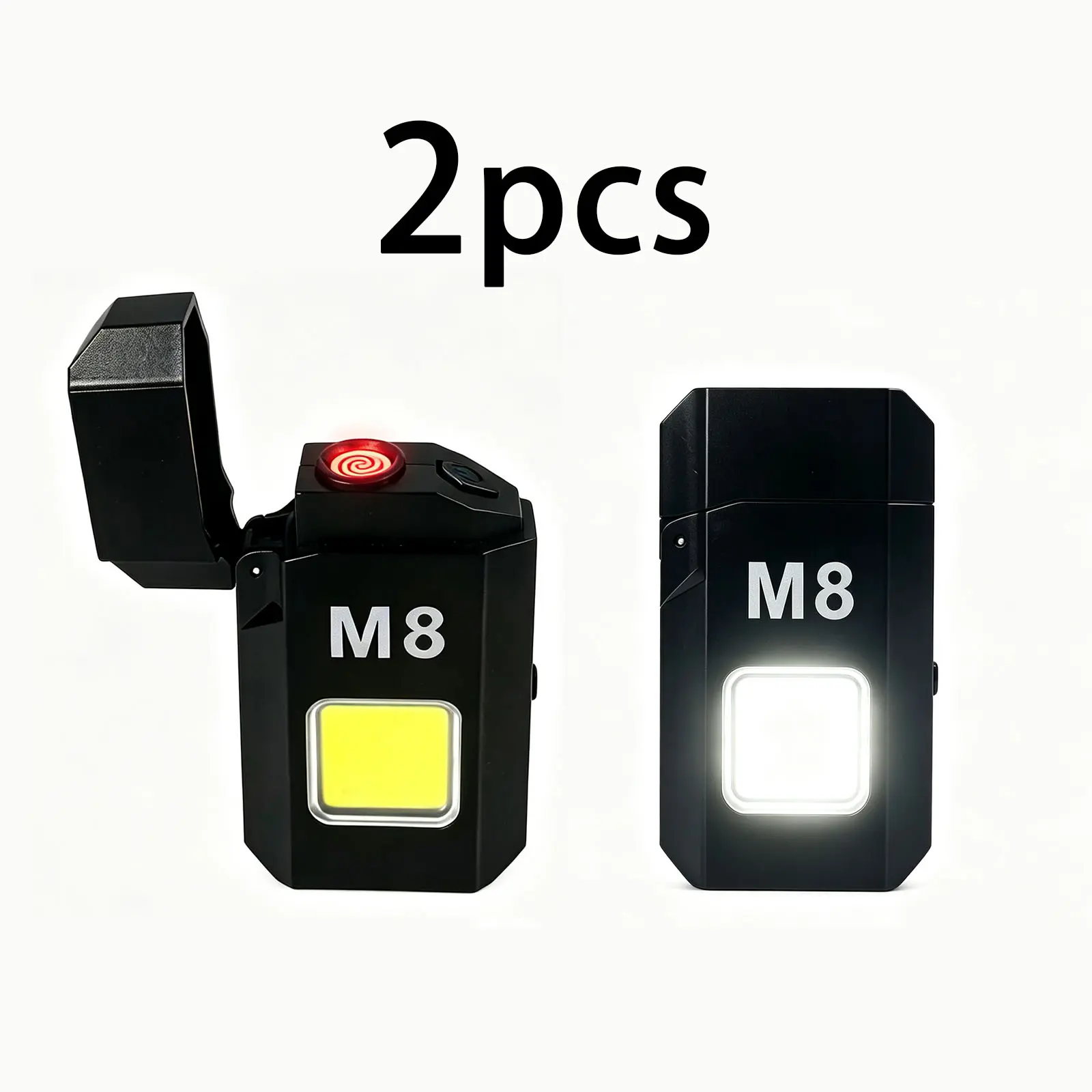 2pcs Rechargeable Flashlight Lighter, 2 in 1 Electric Lighter with LED Flashlight, Windproof Plasma Lighter, Portable EDC Survival Gear for Camping, Hiking, Outdoor Adventure, Emergency Kit