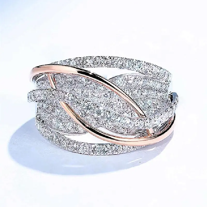 Elegant Rhinestone Decorated Ring, Exquisite Trendy Layered Ring for Women for Daily & Party Decoration, Wedding Engagement Anniversary Party Jewelry Gifts, Wedding Promise Rings, Stackable Rings, Bridal Rings, Beautiful Rings