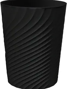 Small Trash Can Wastebasket Recycling Bin Slim Profile for Compact Spaces Bathroom, Office, Bedroom, Kitchen (1.8 Gallon, Black)
