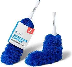 2 Pack of Microfiber Flexible Dusters Kit | from Microfiber Wholesale | Clean Ceiling Fans, Cobwebs, Light Fixtures, Delicate Objects