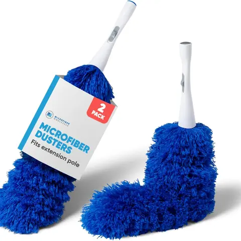 2 Pack of Microfiber Flexible Dusters Kit | from Microfiber Wholesale | Clean Ceiling Fans, Cobwebs, Light Fixtures, Delicate Objects