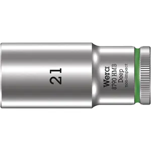 WERA 05004543001 8790 HMB DEEP (3/8" DRIVE SOCKETS - DEEP - 6-POINT) 3/8" DEEP SOCKET SW 21 GREEN