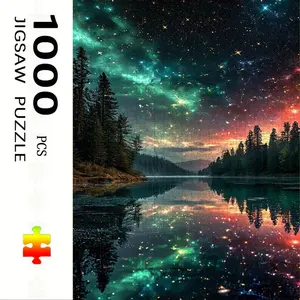 1000 Piece Large Paper Puzzle Set, Aurora Forest Theme, DIY Home Decoration & Interactive Fun, No Frame Included, Large Size