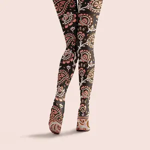 Viken Plan Classic Pattern Tights Personality Pantyhose/Tights [Pink Paisley]