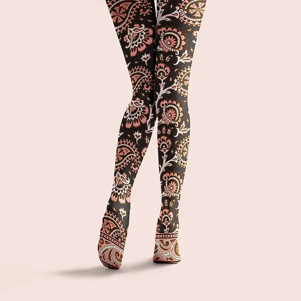 Viken Plan Classic Pattern Tights Personality Pantyhose/Tights [Pink Paisley]