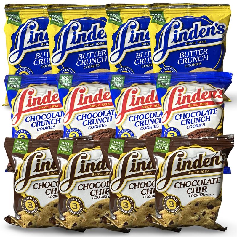 Linden’s Cookies – Butter Crunch, Chocolate Chip & Chocolate Crunch | 12 Pack Snack Size | Choose Flavor or Variety