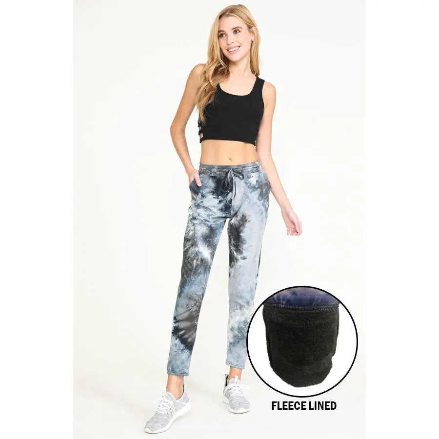 TIE DYE WARM PANTS FLEECE LINED WAISTBAND PANTS