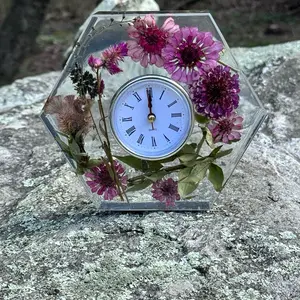 Resin Real flower Clock