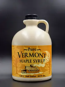 Half Gallon Amber Rich Pure Vermont Maple Syrup - Gluten-Free, Rich Flavor, Ideal for Breakfast, Desserts & More - Sweet Natural