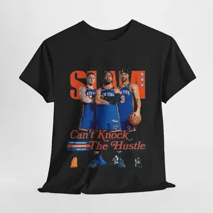 Orange Knicks Stars Trio - Jalen Brunson, Josh Hart, and Donte DiVincenzo Slam Magazine Cover T-Shirt