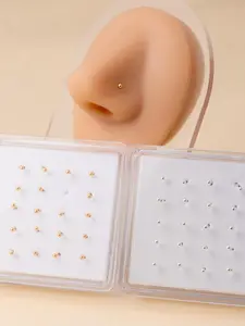 20pcs Nose Studs, Simple Fashion Style, Piercing Nose Rings for Men and Women, High-End Personalized Cool Nose Jewelry