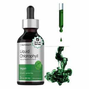 Horbäach Liquid Chlorophyll Drops | 2 oz | Vegan, Non-GMO, and Gluten Free Formula | Natural Peppermint Flavor
