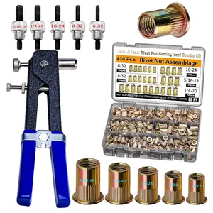 Imperial Rivet Nut Tool Kit 430 count, SAE Rivet Nut Combination (5/16-18?1/4-20?10-24?8-32?6-32), Suitable for Automotive, Marine and Industrial Applications(SAE Carbon Steel 430 count)