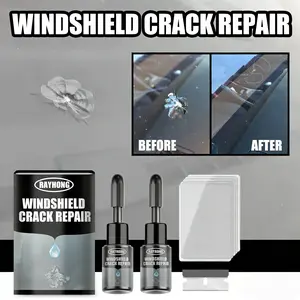 Car Windshield Repair Kit with Crack Repair Fluid & Professional Tools, Glass Repair for Shattered, Star-Shaped Cracks for Multi-Purpose Interior Cleaner