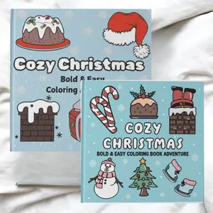 Cozy Christmas- Bold and Easy Coloring Adventure, Volume 1 and Volume 2 Bundle