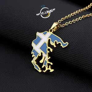 Greek Map Flag Necklace | Fashionable & Versatile | Birthday Gift | Holiday Gift |