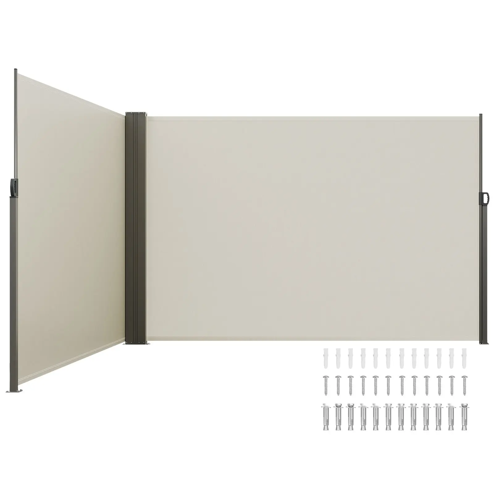 Retractable Side Awning, 79'' X 236'' Outdoor Privacy Screen, 180g Polyester Waterproof Retractable Patio Screen, UV 30+ Room Divider Wind Screen for Patio, Backyard, Balcony, Beige