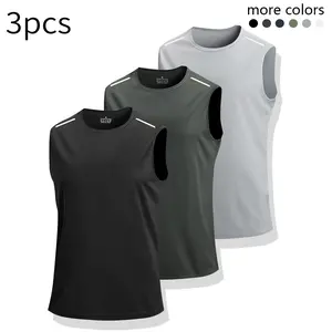 Men's Sleeveless Vest Three-Piece Set - Quick-Dry Moisture-Wicking High-Elastics Bicycle Tank Top, All-Season Compression Sports Vest, Suitable for Road Cycling, Gym Running & Outdoor Sports