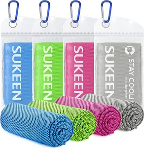 Sukeen 4 Pack Cooling Towels (40"X12"), Cooling Neck Wraps, Ice Towel, Soft Breathable Chilly Towel,Microfiber Towel for Yoga,Sport,Running,Gym,Workout,Camping,Fitness,Workout & More Activities