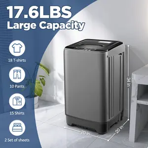 YASHE 17.6Lbs Portable Washing Machine Full-Automatic Compact Washer with Drain Pump 10 Programs 8 Water Levels LED Display for Apartment RV Dorm Grey tiktokshopspringglowup