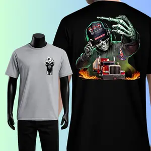 Kenworth Trucker Skull T-Shirt, Premium Cotton Unisex Tee, Flaming Rig Prints Top, Ideal for Truck Enthusiasts, Comfortable & Durable Sportswear