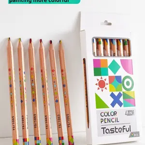 Four-Color Core Colored Pencils, Triangular Thick Shaft, Oil-Based Art Drawing Pencils, Specialized for Painting and Sketching