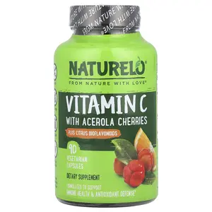 NATURELO Vitamin C With Acerola Cherries Plus Citrus Bioflavonoids, 90 Vegetarian Capsules