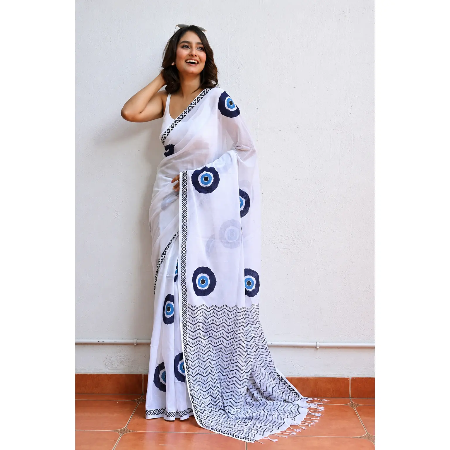 Evil Eye Mulmul Cotton Saree