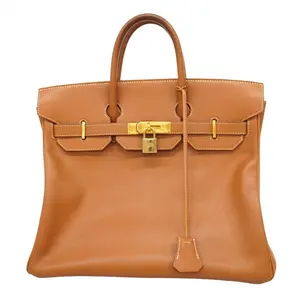 Pre-owned HERMÈS Leather Travel Bags Hermes HAC Birkin Bag Brown Courchevel with Gold Hardware 32 by Rebag