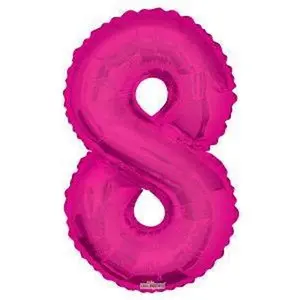 Number 8 Hot Pink Foil Balloon 34" in each. 19680-34