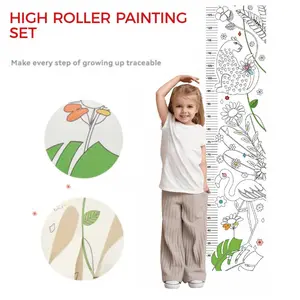 DIY & Coloring Growth Chart Art Kit Memory Keeper for Kids Personalized Height Tracker with Oil Paints & Brush Modern Wall Decor No Skills Needed Easy Install Wall Ruler Custom Family Milestone Tracker Baby Gift Idea Damage-Free Adhesive