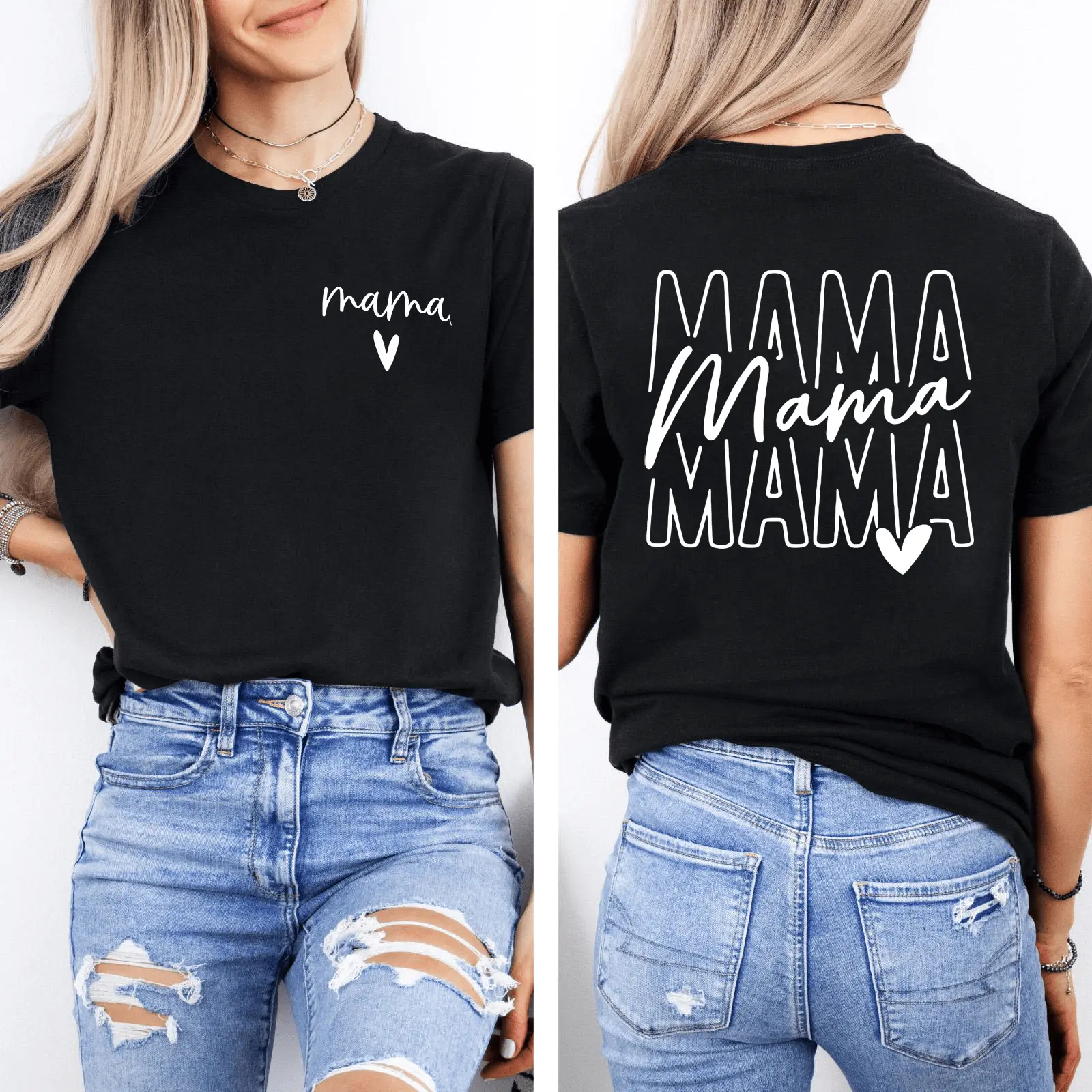 Ladies' Fashion "Mama" T-Shirt, Perfect Mother'S Day Gift And Casual Wear, 180G Double-Sided Printed T-Shirt with Round Neck And Short Sleeves,High-Quality Leisure Sports, Fashionable Single Piece Soft Casual Everyday Gym Shirt |     Unisex for Men & Wome