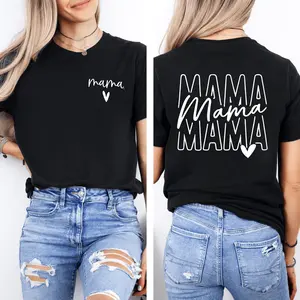 Ladies' Fashion "Mama" T-Shirt, Perfect Mother'S Day Gift And Casual Wear, 180G Double-Sided Printed T-Shirt with Round Neck And Short Sleeves,High-Quality Leisure Sports, Fashionable Single Piece Soft Casual Everyday Gym Shirt |   Unisex for Men & Women