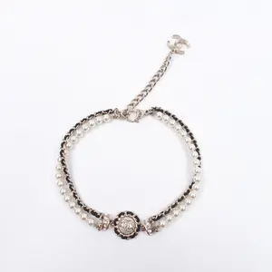 Pre-owned Chanel Gold Tone Pearl&Diamond Chocker T10417881