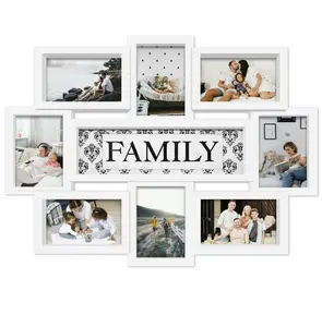 Family Photo Frame 22x17, PVC Picture Frames Collage Wall Decor 9 Opening Wall Hanging For 6x4 Photos 8 Pack, No-Assembly 3D Design Waterproof Memorial Keepsake, Black