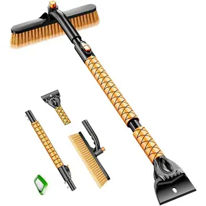 39" 3 in 1 Snow Brush for Car, SUV, 360° Pivoting Extendable Long Snow Brush for Car, Snow and Ice Scrapers for Windshield with Ergonomic Foam Grip for Car Truck SUV, Winter Car Accessories