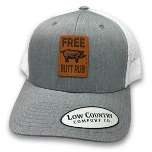 Free Butt Rub Pig Patch  - Heather/White- Low Country Snapback Trucker Hat