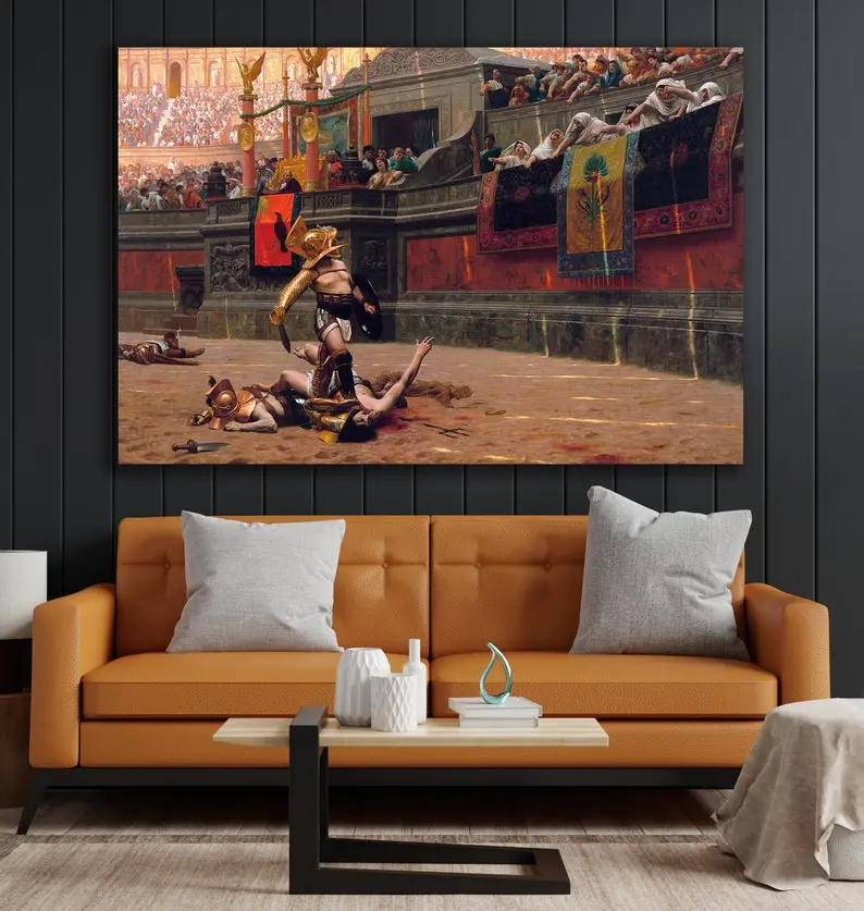 Pollice Verso Art Poster, Gladiator, Huge Canvas Home Decor, Roman Empire, Gladiator Art, Colosseum Wall Art, Ancient Rome, Gladiator Wall Decor