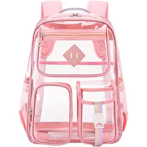 Clear Backpack for School Heavy Duty PVC Transparent Bag See Through Bookbag for Stadium Approved Women Girls (Cute, )