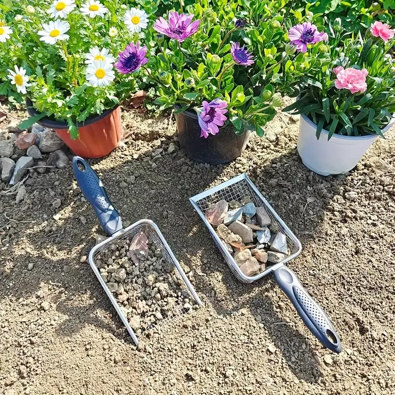 Garden Soil Sifter with Handle, Two Sizes (2.8mm & 5mm), Ideal for Sand, Stones, Soil, Compost, Perfect for Gardening Needs, Sifter Shovel, Sifting Shovel